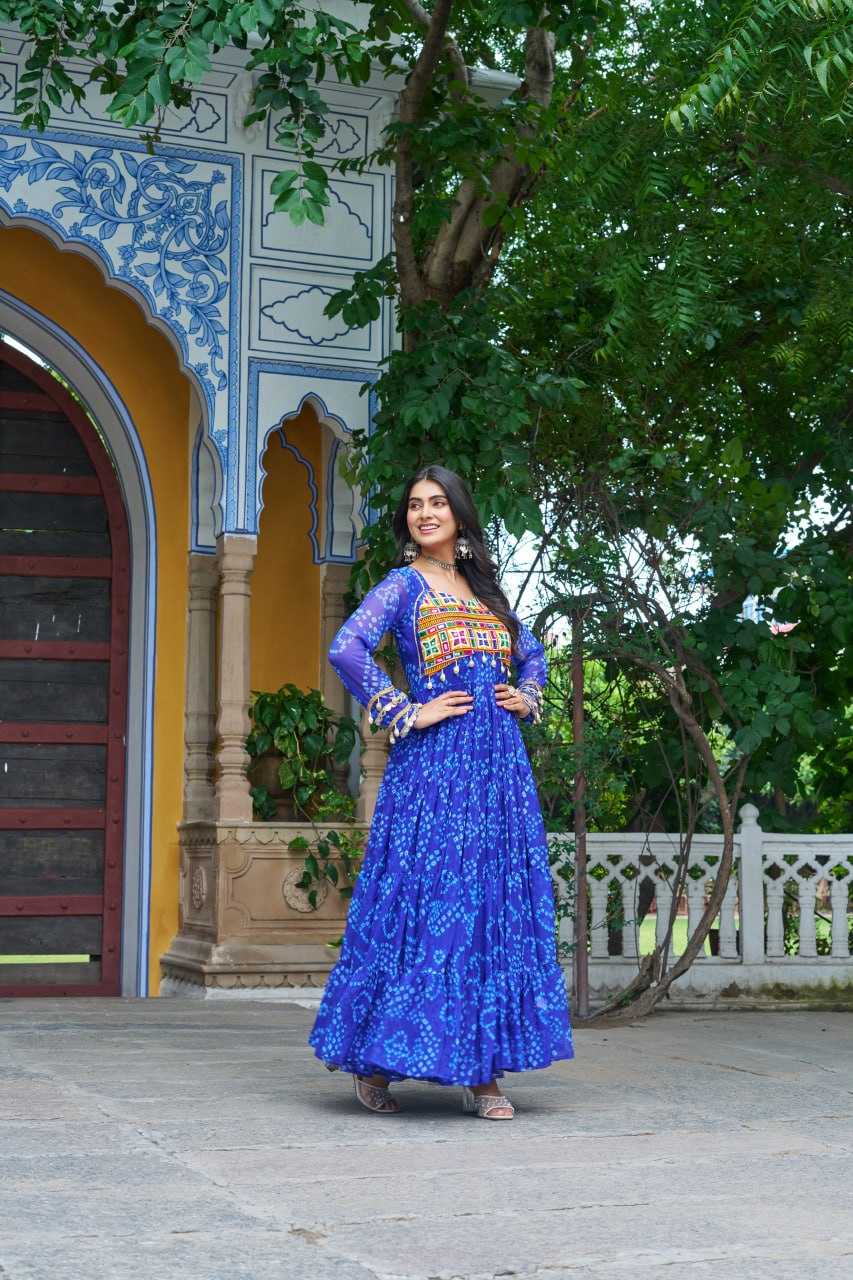Ynf Faux Georgette KESH489 1195 Gowns Festive Collections Wholesale Printed Gowns Georgette Gown Full Sleeve Gowns Manufacturer