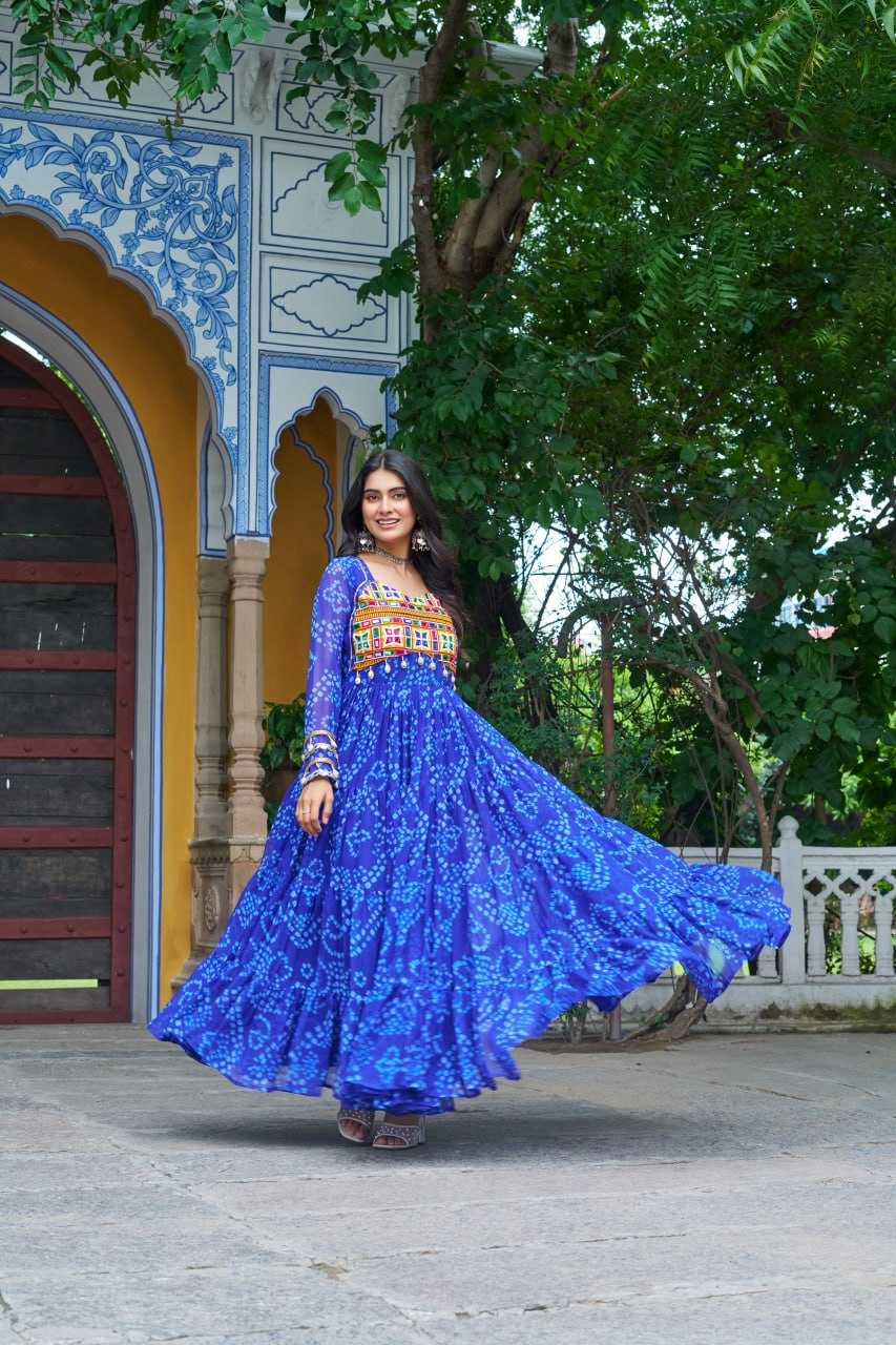 Ynf Faux Georgette KESH489 1195 Gowns Festive Collections Wholesale Printed Gowns Georgette Gown Full Sleeve Gowns Manufacturer
