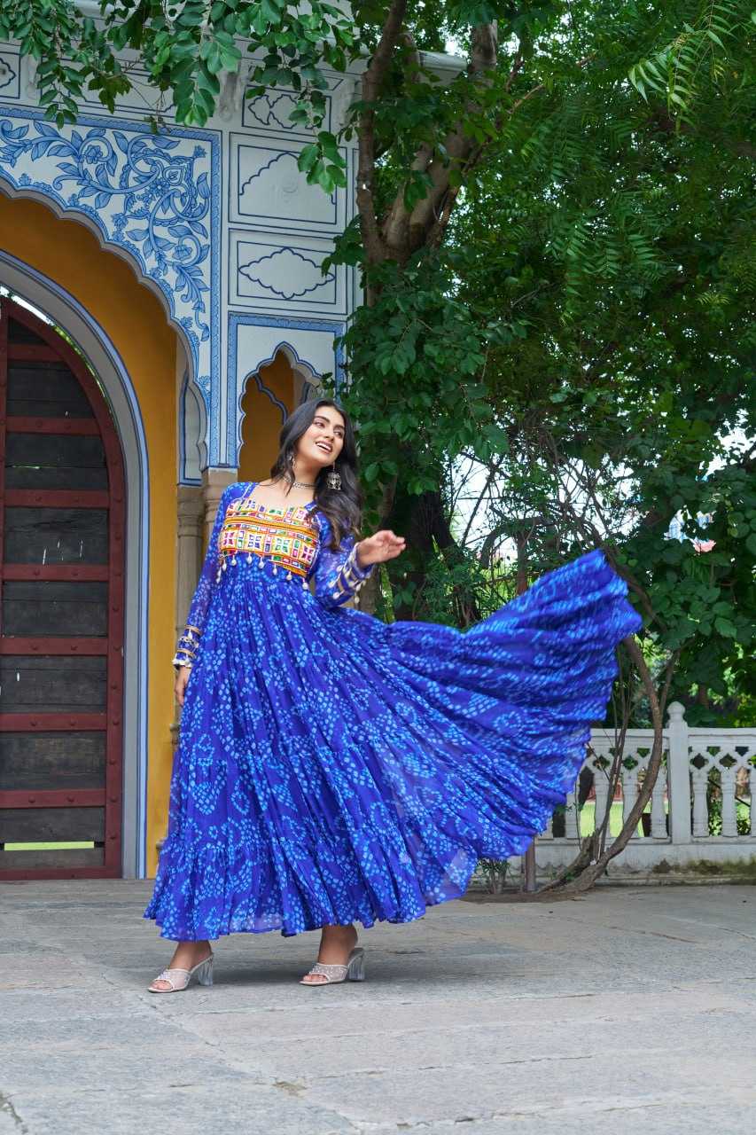 Ynf Faux Georgette KESH489 1195 Gowns Festive Collections Wholesale Printed Gowns Georgette Gown Full Sleeve Gowns Manufacturer
