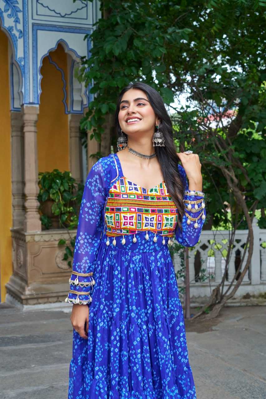 Ynf Faux Georgette KESH489 1195 Gowns Festive Collections Wholesale Printed Gowns Georgette Gown Full Sleeve Gowns Manufacturer