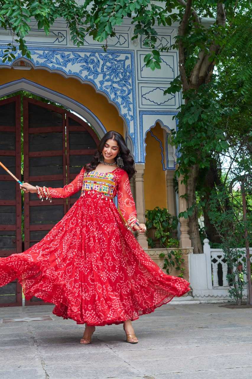 Ynf Faux Georgette KESH489 1195 Gowns Festive Collections Wholesale Printed Gowns Georgette Gown Full Sleeve Gowns Manufacturer