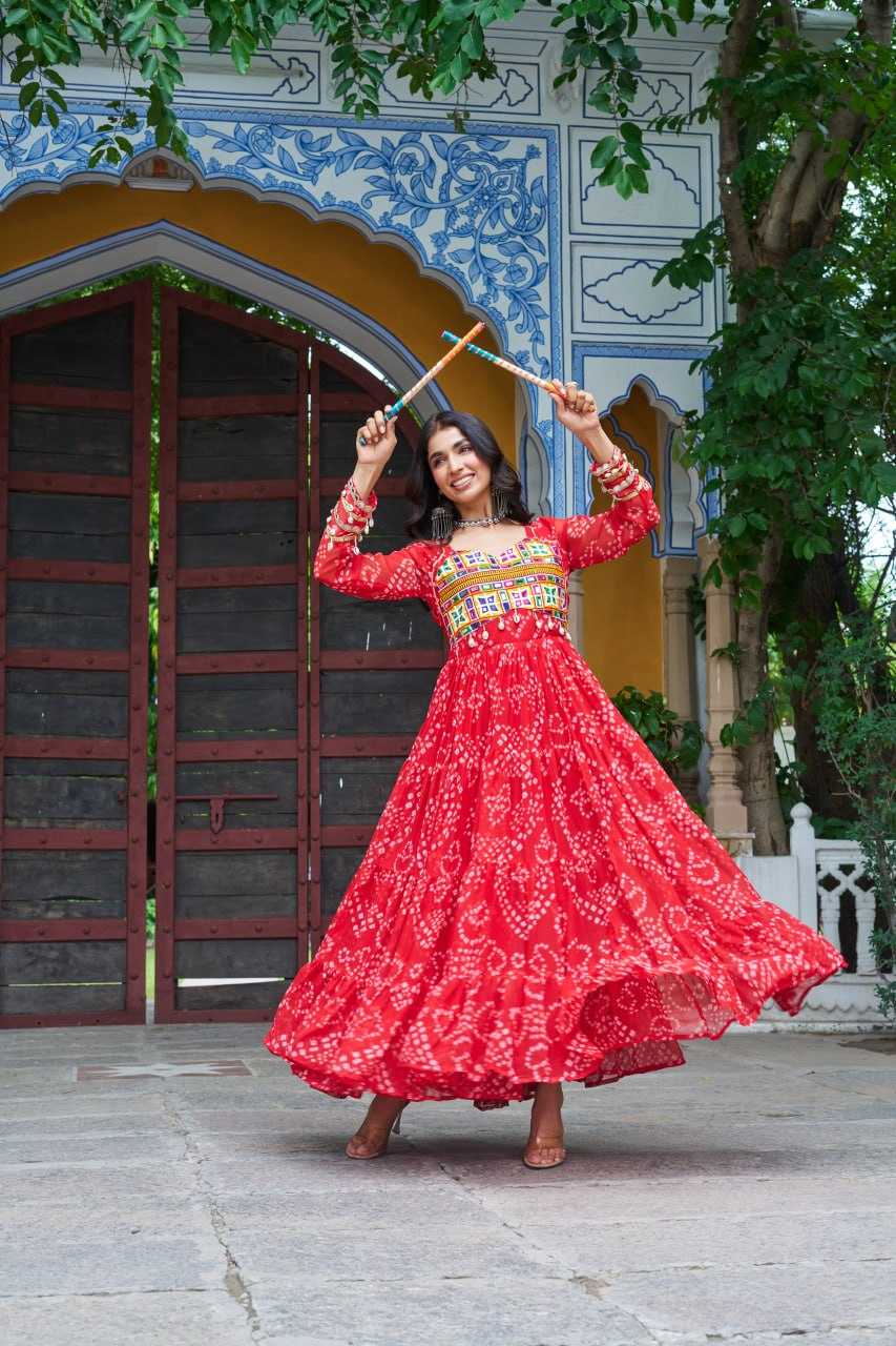 Ynf Faux Georgette KESH489 1195 Gowns Festive Collections Wholesale Printed Gowns Georgette Gown Full Sleeve Gowns Manufacturer