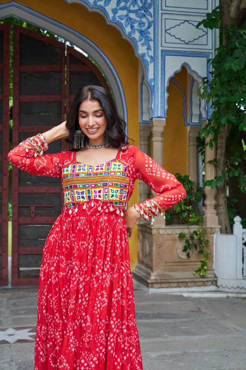 Ynf Faux Georgette KESH489 1195 Gowns Festive Collections Wholesale Printed Gowns Georgette Gown Full Sleeve Gowns Manufacturer