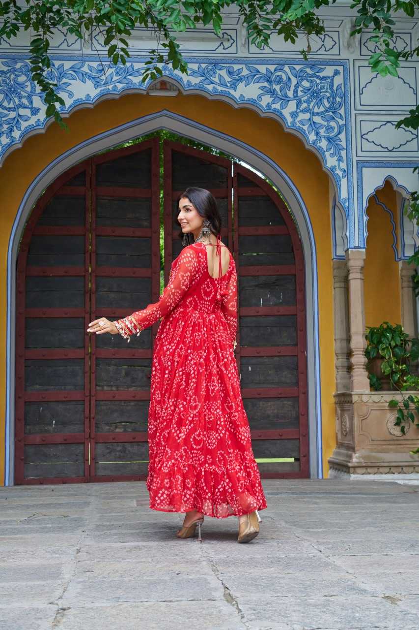 Ynf Faux Georgette KESH489 1195 Gowns Festive Collections Wholesale Printed Gowns Georgette Gown Full Sleeve Gowns Manufacturer