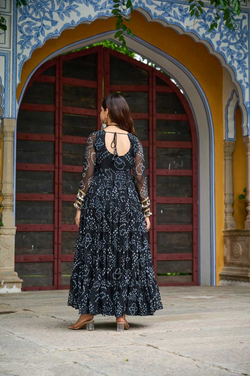 Ynf Faux Georgette KESH489 1195 Gowns Festive Collections Wholesale Printed Gowns Georgette Gown Full Sleeve Gowns Manufacturer