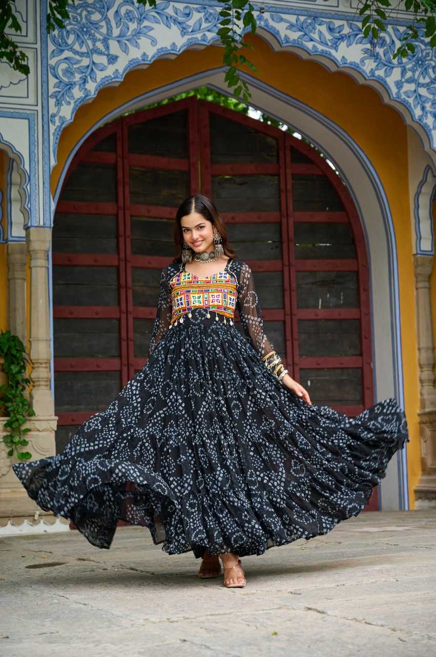 Ynf Faux Georgette KESH489 1195 Gowns Festive Collections Wholesale Printed Gowns Georgette Gown Full Sleeve Gowns Manufacturer