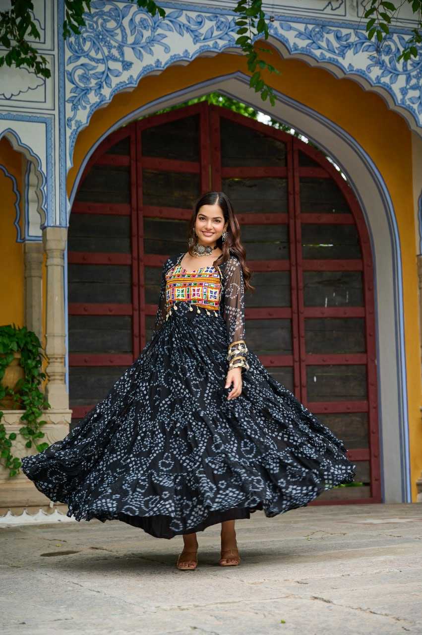 Ynf Faux Georgette KESH489 1195 Gowns Festive Collections Wholesale Printed Gowns Georgette Gown Full Sleeve Gowns Manufacturer