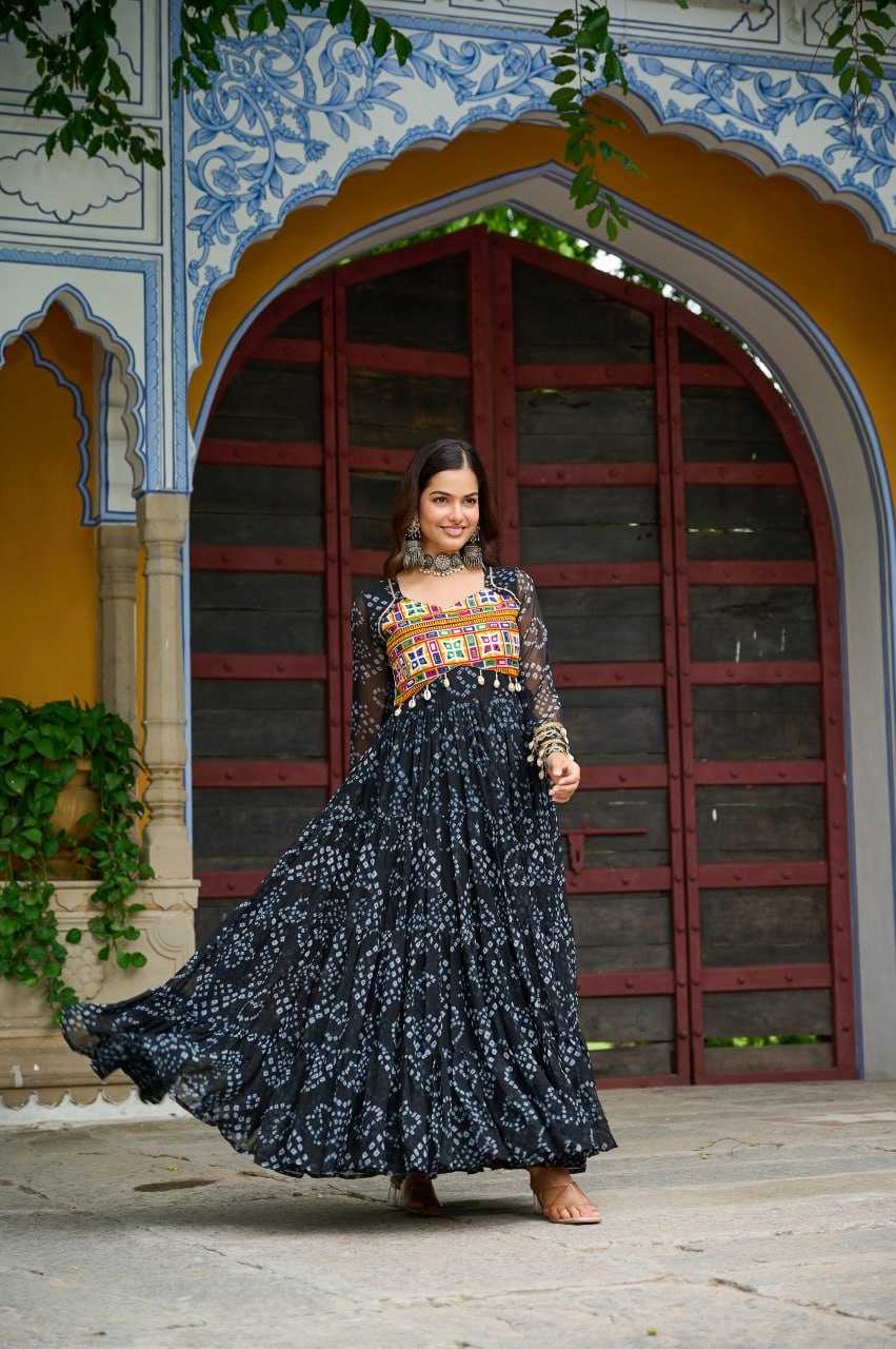 Ynf Faux Georgette KESH489 1195 Gowns Festive Collections Wholesale Printed Gowns Georgette Gown Full Sleeve Gowns Manufacturer