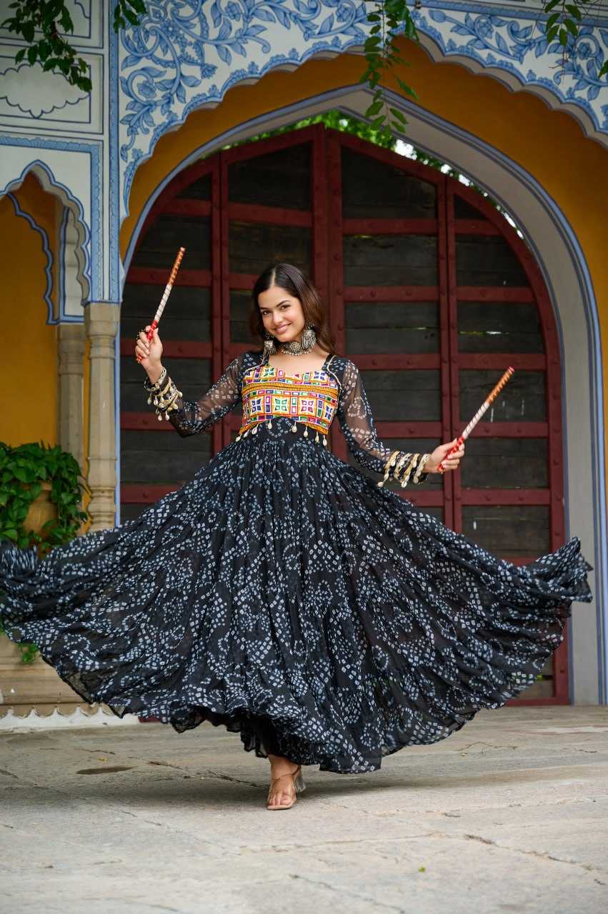 Ynf Faux Georgette KESH489 1195 Gowns Festive Collections Wholesale Printed Gowns Georgette Gown Full Sleeve Gowns Manufacturer