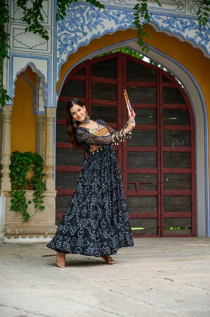 Ynf Faux Georgette KESH489 1195 Gowns Festive Collections Wholesale Printed Gowns Georgette Gown Full Sleeve Gowns Manufacturer