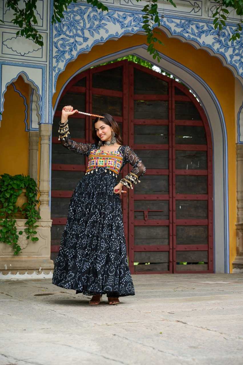 Ynf Faux Georgette KESH489 1195 Gowns Festive Collections Wholesale Printed Gowns Georgette Gown Full Sleeve Gowns Manufacturer