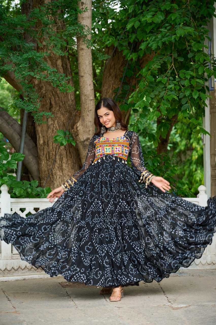 Ynf Faux Georgette KESH489 1195 Gowns Festive Collections Wholesale Printed Gowns Georgette Gown Full Sleeve Gowns Manufacturer