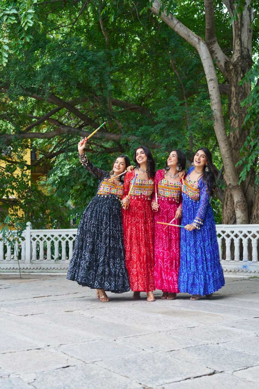 Ynf Faux Georgette KESH489 1195 Gowns Festive Collections Wholesale Printed Gowns Georgette Gown Full Sleeve Gowns Manufacturer