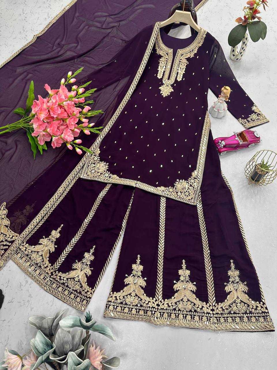 Ynf Faux Georgette KESH490 663 Suits & Dresses Wholesale Ladies Suits Embroidery Suits Palazzo Suit Party wear suits Manufacturer