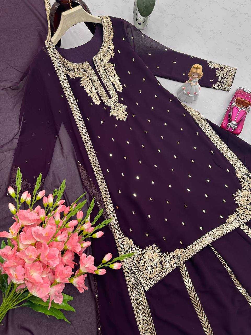 Ynf Faux Georgette KESH490 663 Suits & Dresses Wholesale Ladies Suits Embroidery Suits Palazzo Suit Party wear suits Manufacturer