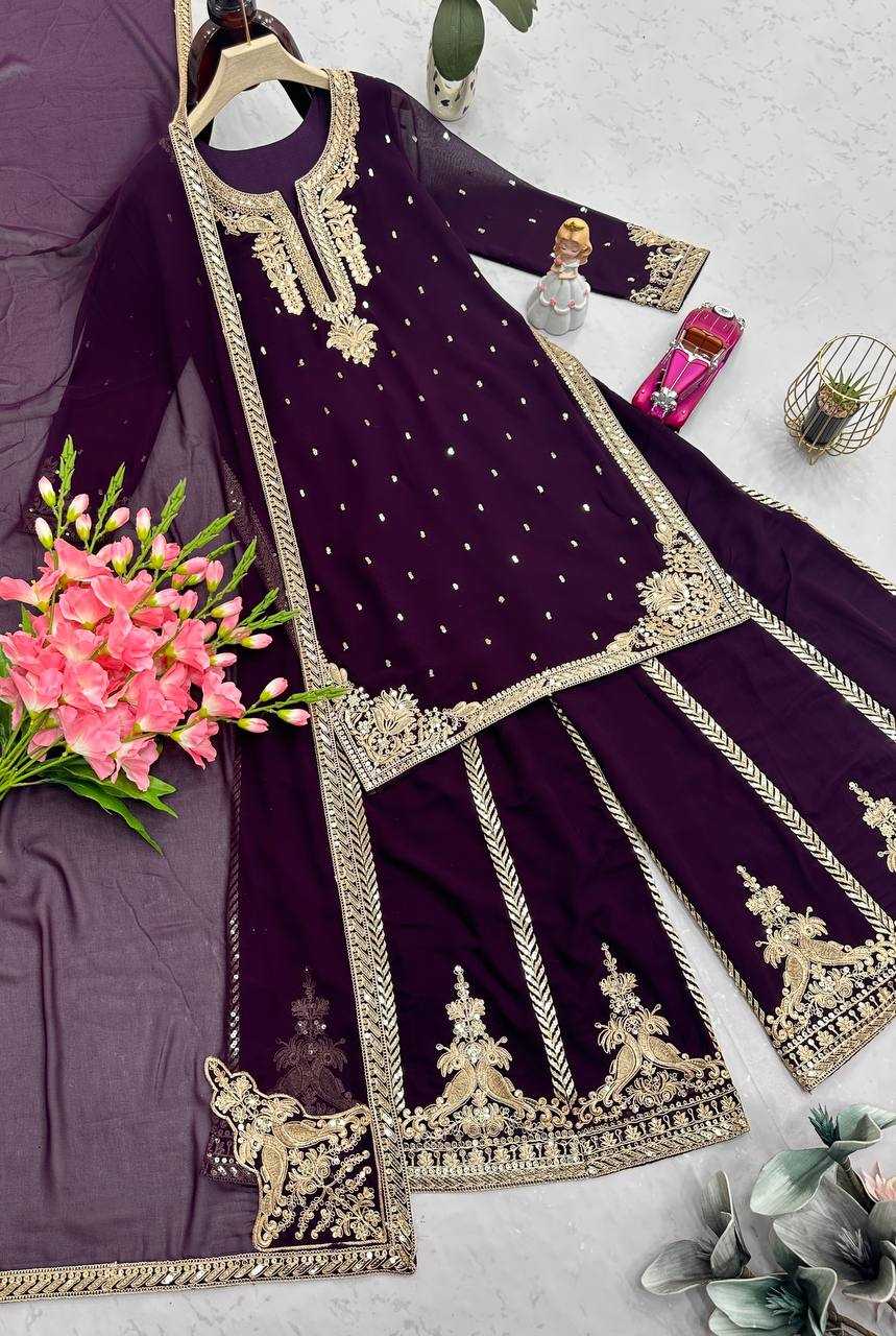 Ynf Faux Georgette KESH490 663 Suits & Dresses Wholesale Ladies Suits Embroidery Suits Palazzo Suit Party wear suits Manufacturer