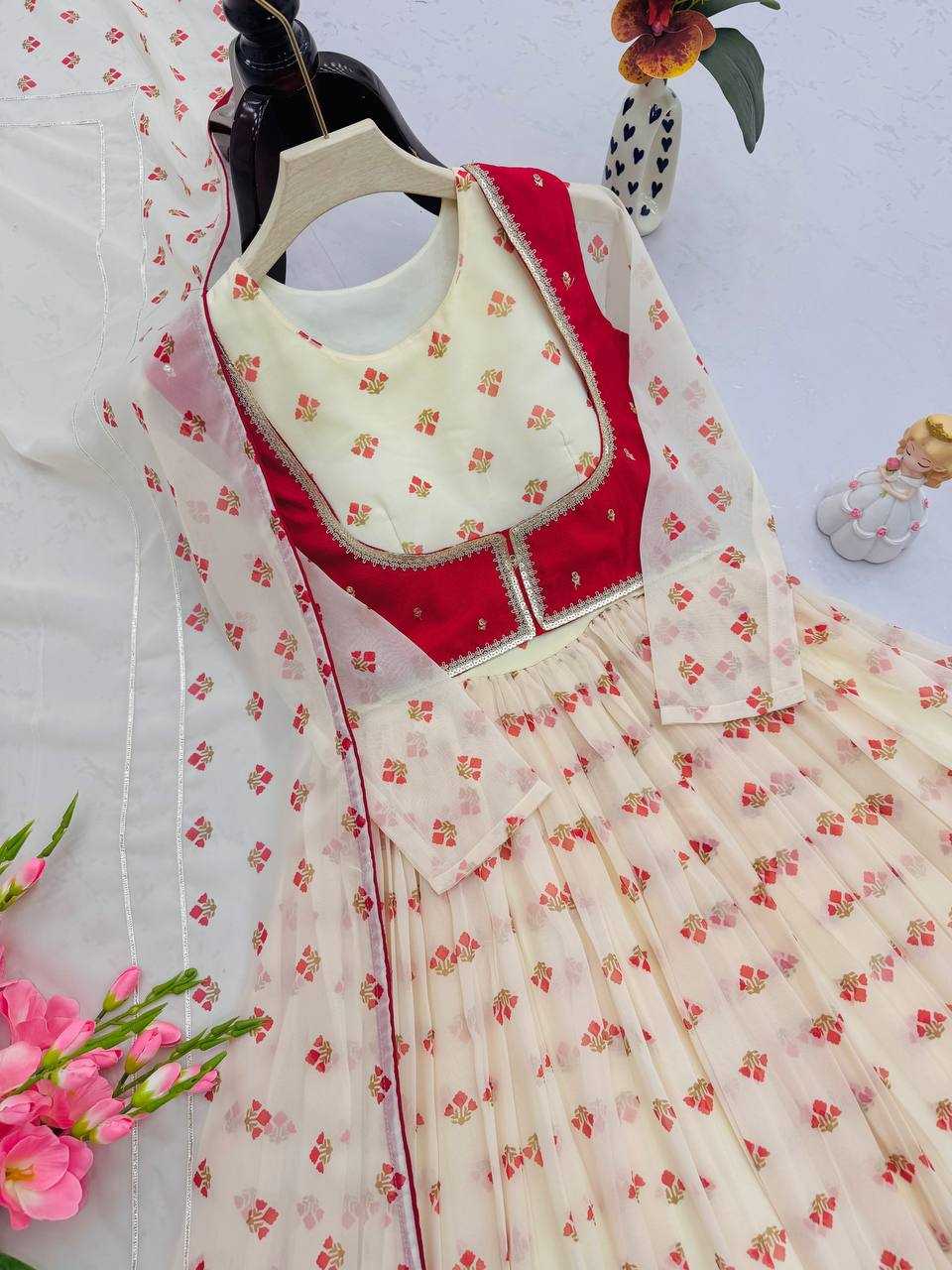 Ynf Faux Georgette KESH490 664 Gowns Western Wears Festive Collections Wholesale Printed Gowns Georgette Gown Gown With Dupatta Manufacturer
