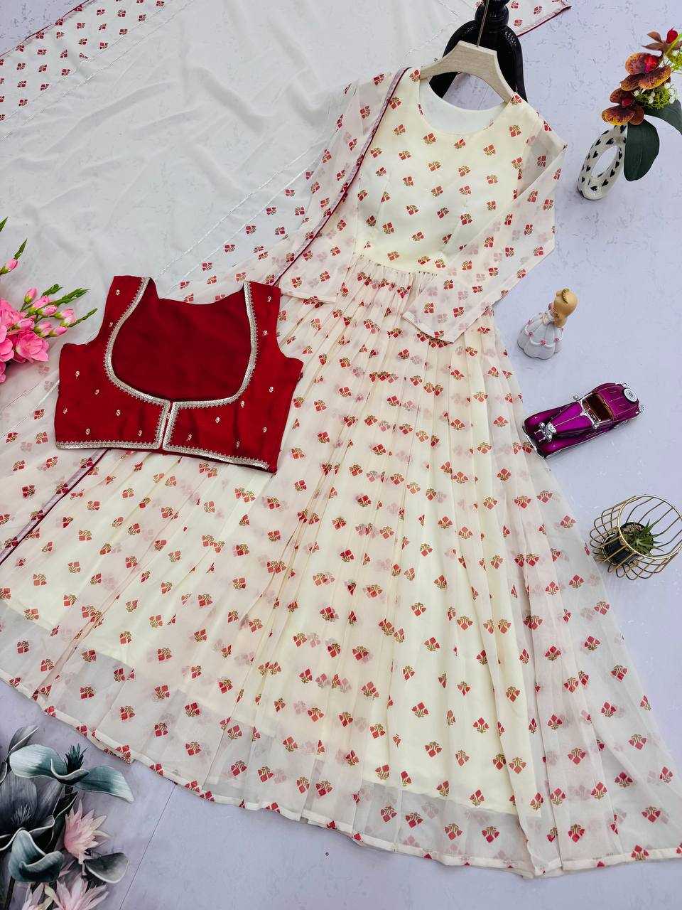 Ynf Faux Georgette KESH490 664 Gowns Western Wears Festive Collections Wholesale Printed Gowns Georgette Gown Gown With Dupatta Manufacturer