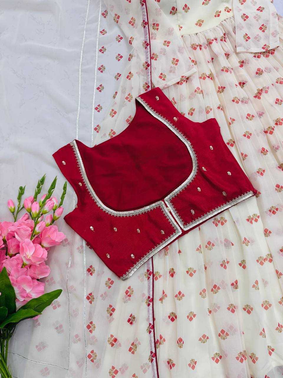 Ynf Faux Georgette KESH490 664 Gowns Western Wears Festive Collections Wholesale Printed Gowns Georgette Gown Gown With Dupatta Manufacturer