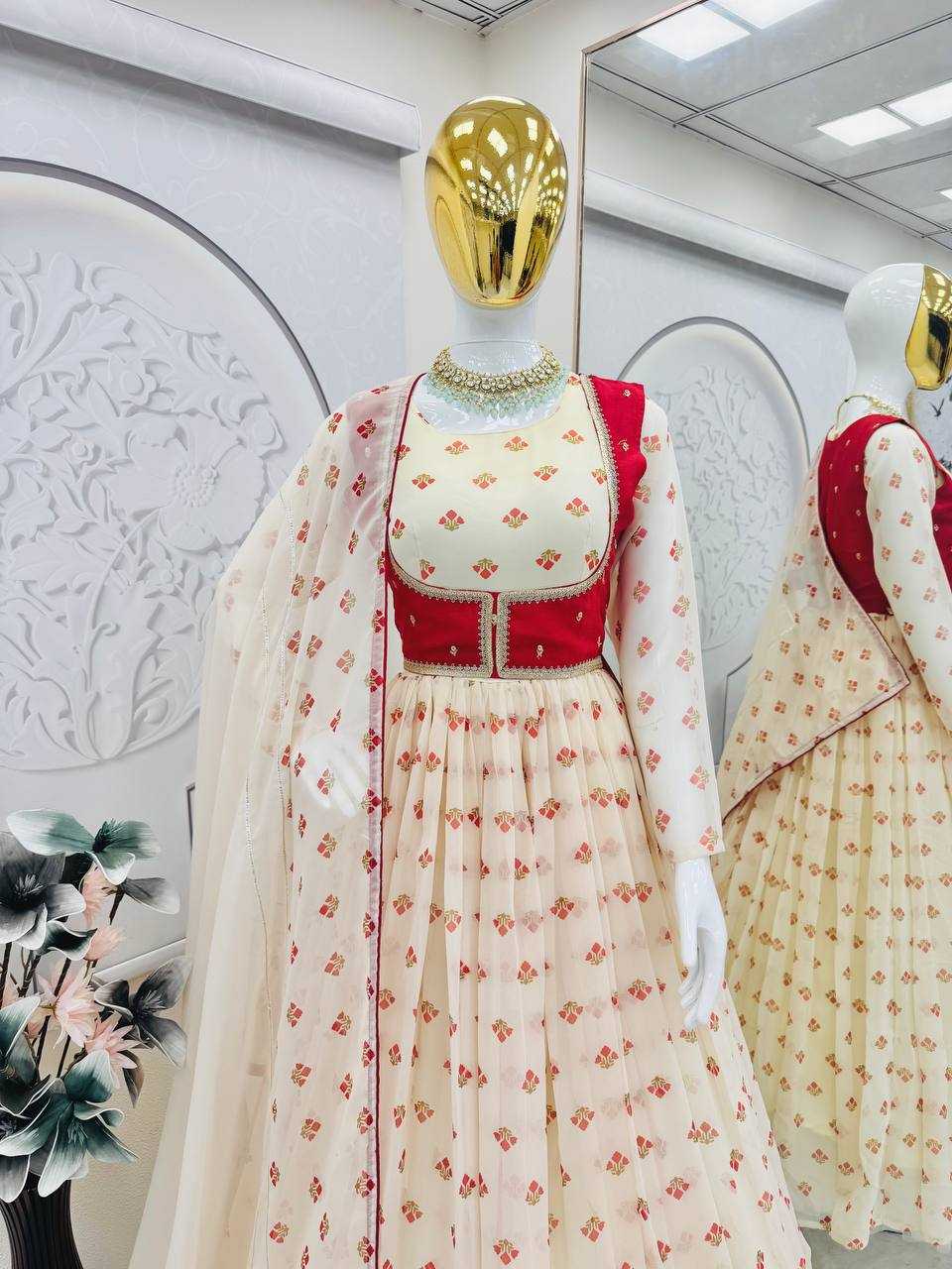 Ynf Faux Georgette KESH490 664 Gowns Western Wears Festive Collections Wholesale Printed Gowns Georgette Gown Gown With Dupatta Manufacturer