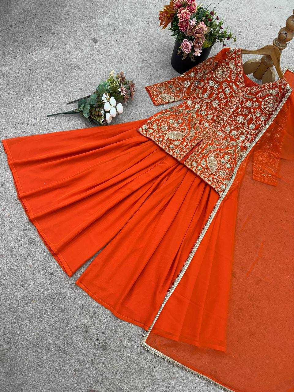 Ynf Faux Georgette KESH499 013 Suits & Dresses Western Wears Festive Collections Wholesale Embroidery Suits Palazzo Suit Georgette Suit Manufacturer