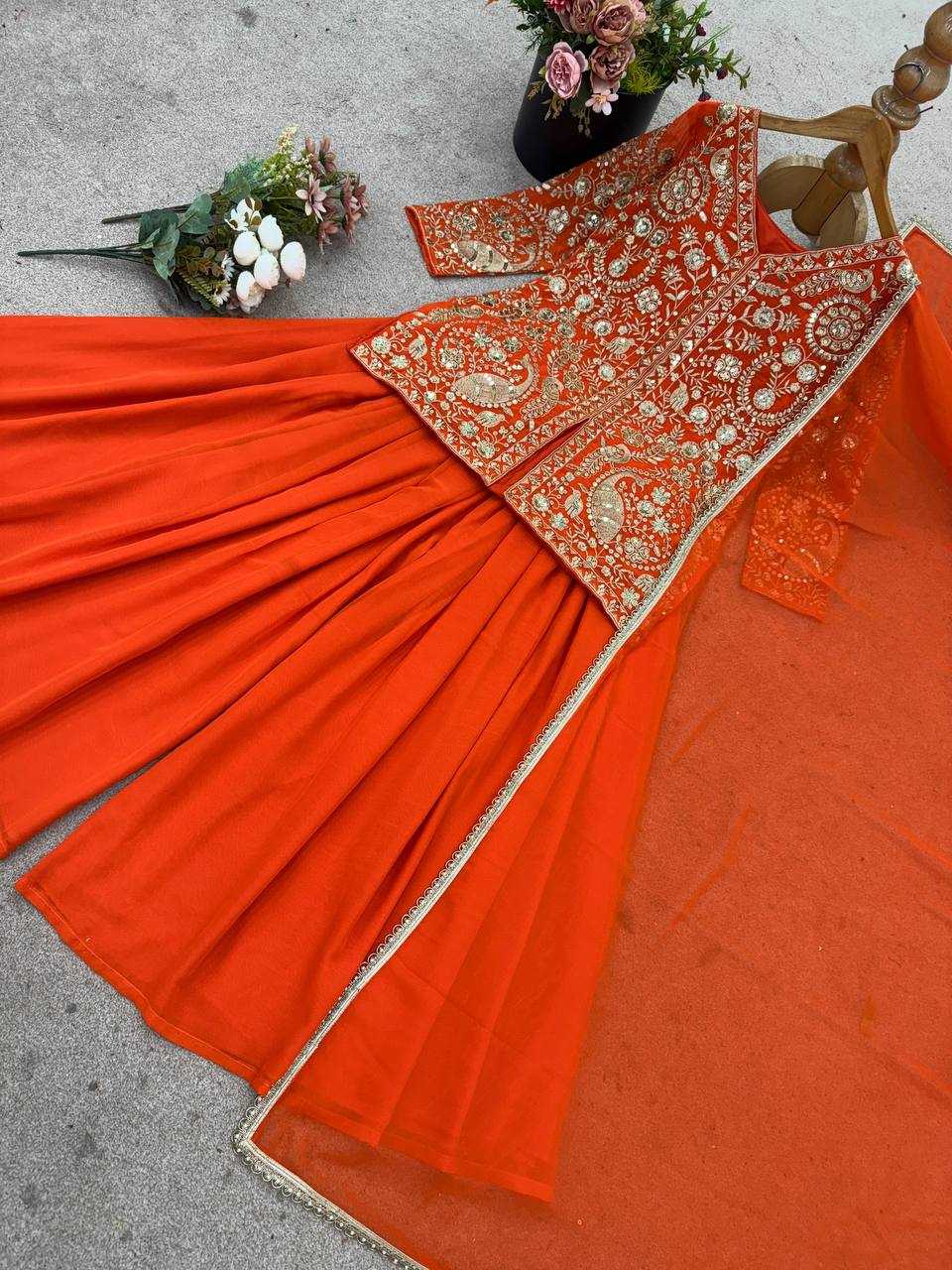 Ynf Faux Georgette KESH499 013 Suits & Dresses Western Wears Festive Collections Wholesale Embroidery Suits Palazzo Suit Georgette Suit Manufacturer