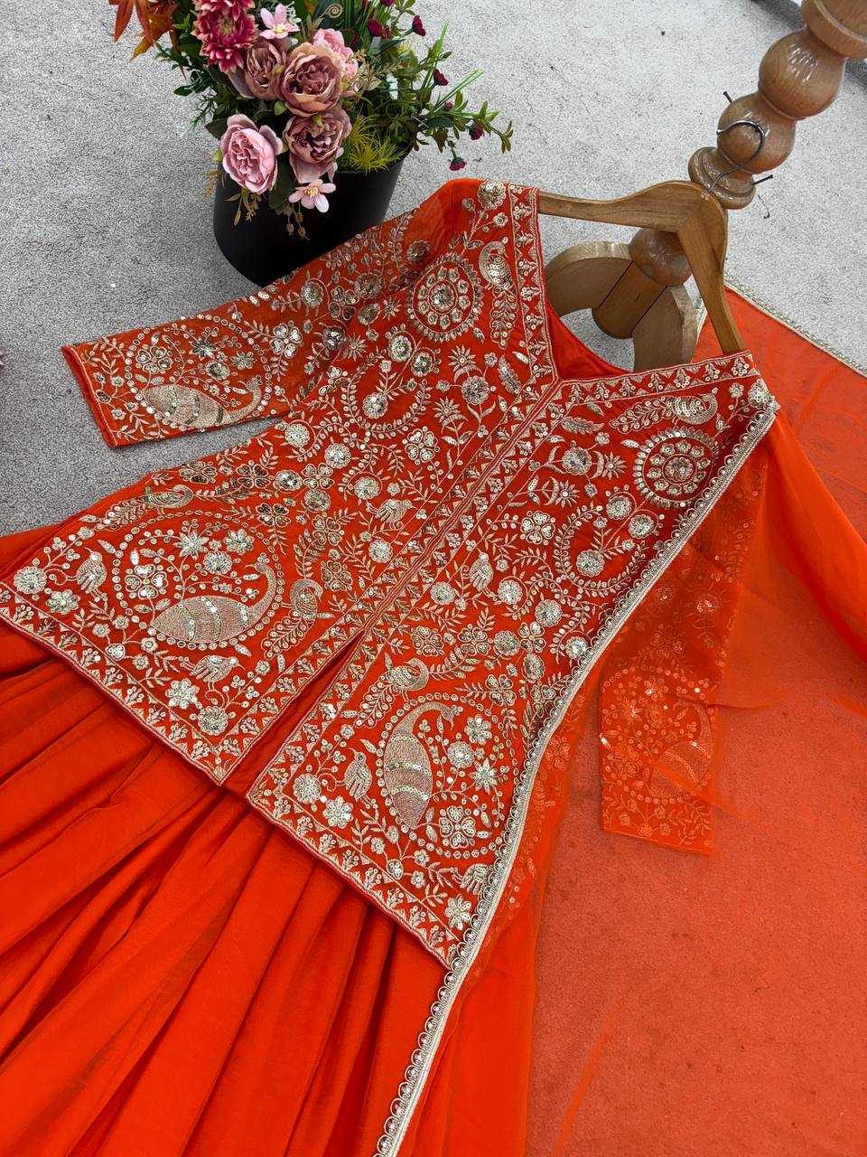 Ynf Faux Georgette KESH499 013 Suits & Dresses Western Wears Festive Collections Wholesale Embroidery Suits Palazzo Suit Georgette Suit Manufacturer