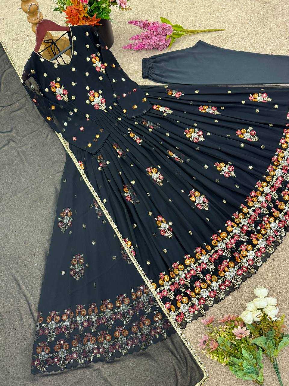 Ynf Faux Georgette KESH499 016 Gowns Wholesale Printed Gowns Embroidery Gowns Designer Gowns Manufacturer