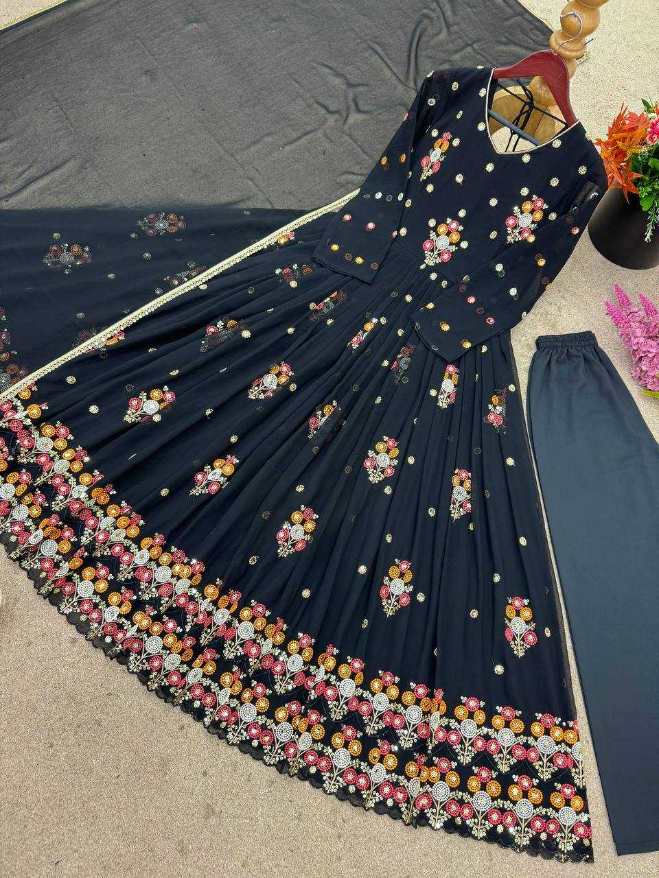 Ynf Faux Georgette KESH499 016 Gowns Wholesale Printed Gowns Embroidery Gowns Designer Gowns Manufacturer