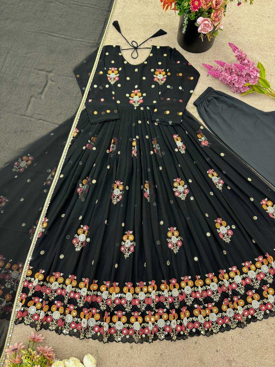 Ynf Faux Georgette KESH499 016 Gowns Wholesale Printed Gowns Embroidery Gowns Designer Gowns Manufacturer