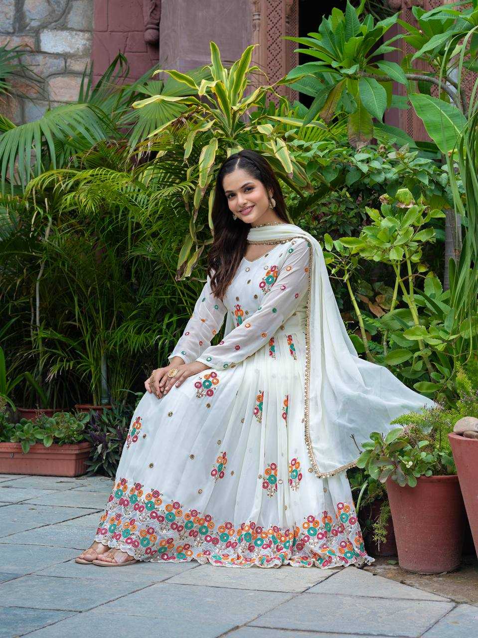 Ynf Faux Georgette KESH499 016 Gowns Wholesale Printed Gowns Embroidery Gowns Designer Gowns Manufacturer
