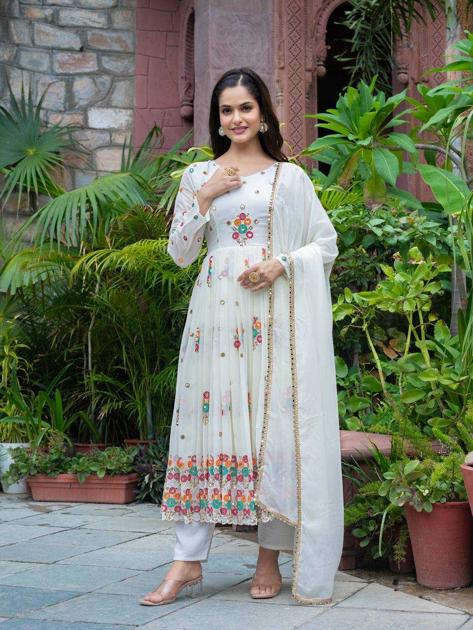 Ynf Faux Georgette KESH499 016 Gowns Wholesale Printed Gowns Embroidery Gowns Designer Gowns Manufacturer