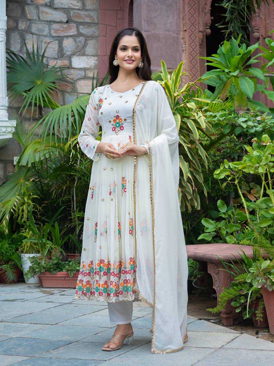 Ynf Faux Georgette KESH499 016 Gowns Wholesale Printed Gowns Embroidery Gowns Designer Gowns Manufacturer