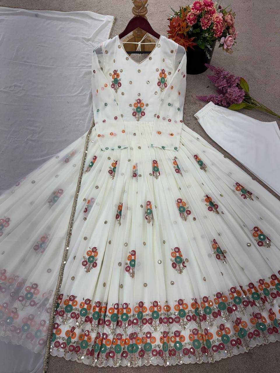 Ynf Faux Georgette KESH499 016 Gowns Wholesale Printed Gowns Embroidery Gowns Designer Gowns Manufacturer