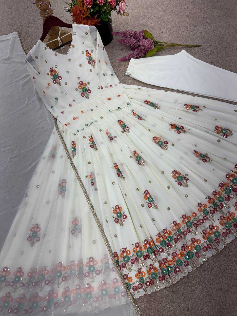 Ynf Faux Georgette KESH499 016 Gowns Wholesale Printed Gowns Embroidery Gowns Designer Gowns Manufacturer
