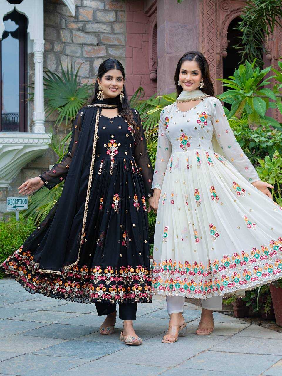 Ynf Faux Georgette KESH499 016 Gowns Wholesale Printed Gowns Embroidery Gowns Designer Gowns Manufacturer