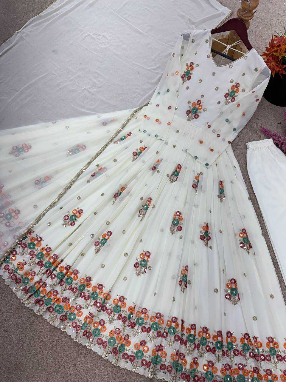 Ynf Faux Georgette KESH499 016 Gowns Wholesale Printed Gowns Embroidery Gowns Designer Gowns Manufacturer