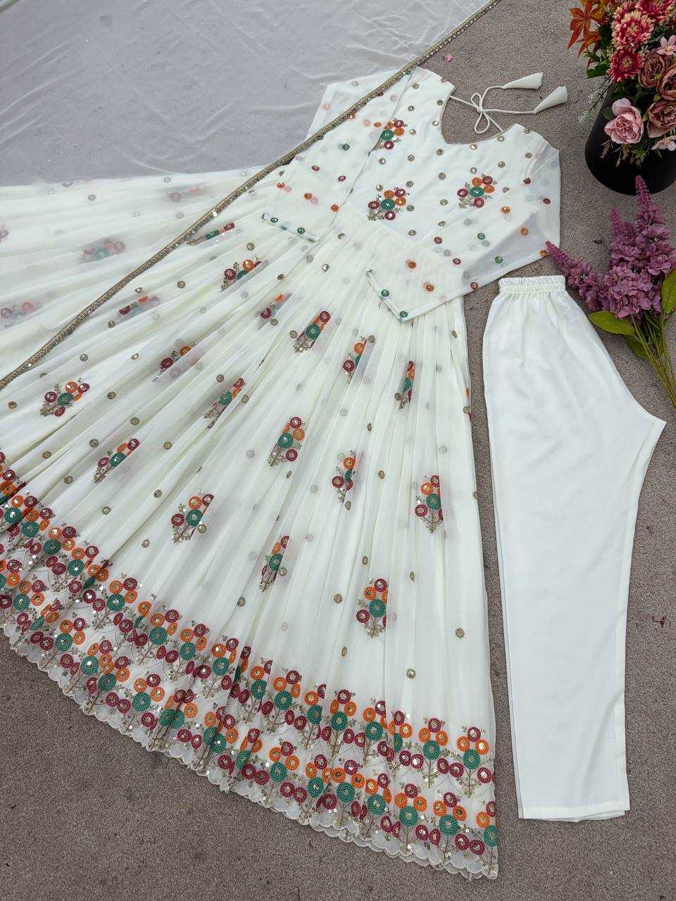 Ynf Faux Georgette KESH499 016 Gowns Wholesale Printed Gowns Embroidery Gowns Designer Gowns Manufacturer