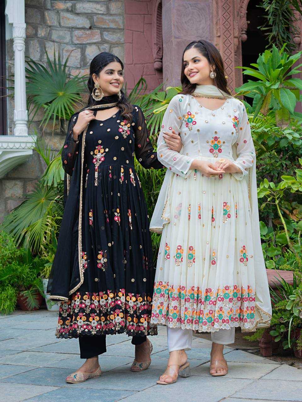 Ynf Faux Georgette KESH499 016 Gowns Wholesale Printed Gowns Embroidery Gowns Designer Gowns Manufacturer