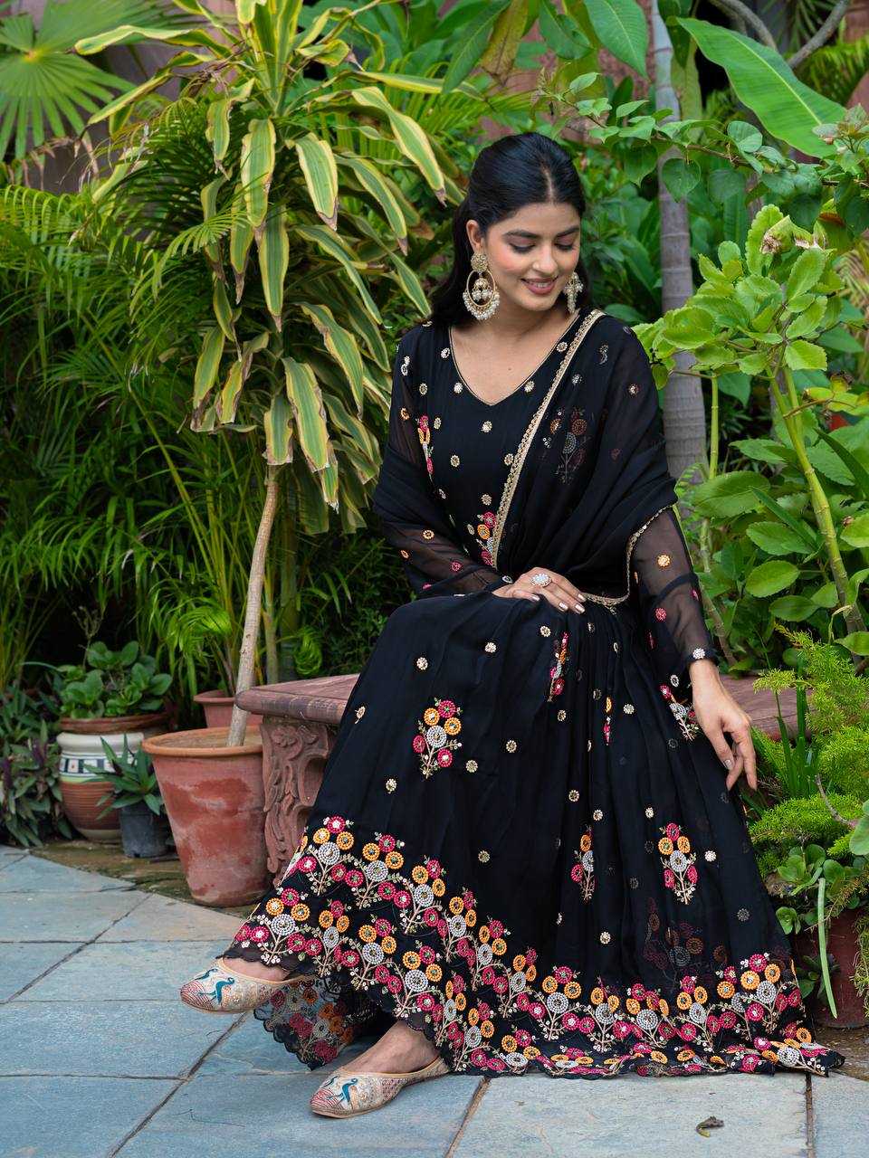 Ynf Faux Georgette KESH499 016 Gowns Wholesale Printed Gowns Embroidery Gowns Designer Gowns Manufacturer