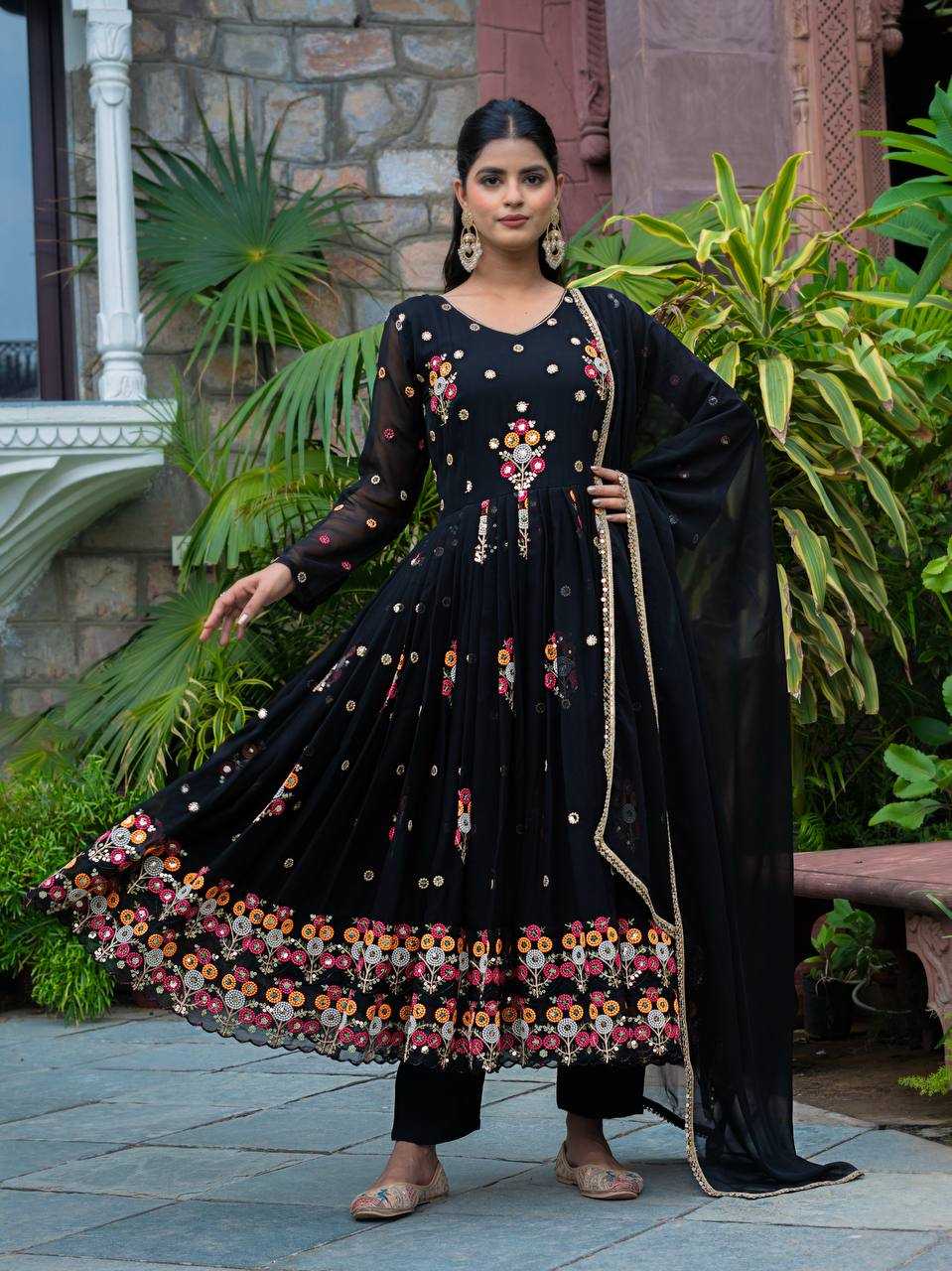Ynf Faux Georgette KESH499 016 Gowns Wholesale Printed Gowns Embroidery Gowns Designer Gowns Manufacturer