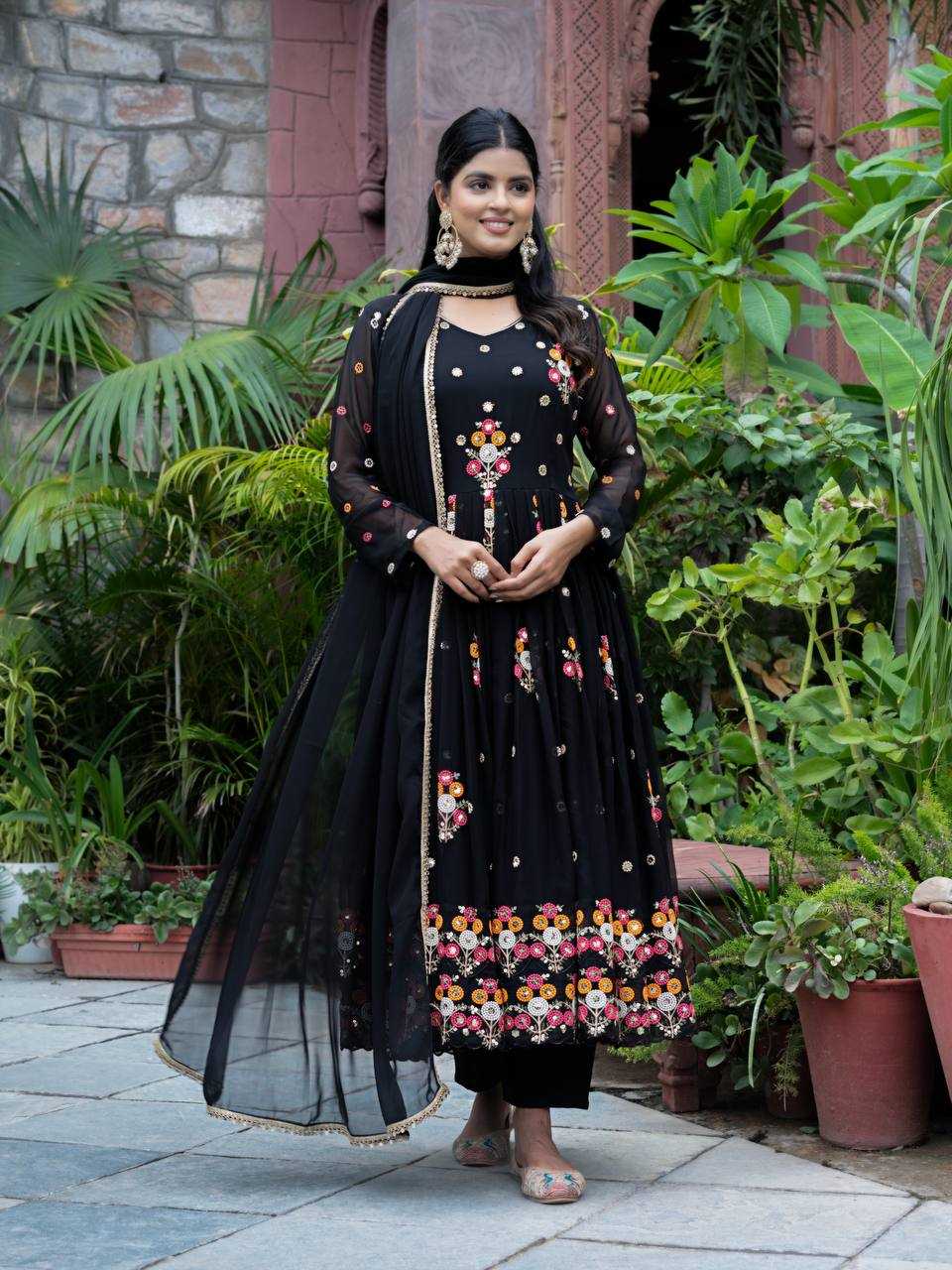 Ynf Faux Georgette KESH499 016 Gowns Wholesale Printed Gowns Embroidery Gowns Designer Gowns Manufacturer