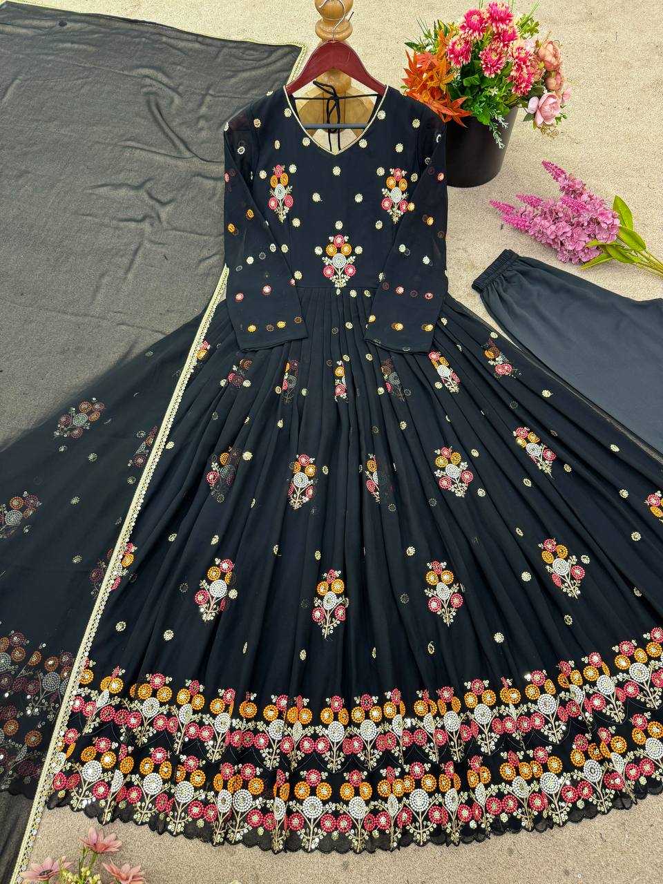 Ynf Faux Georgette KESH499 016 Gowns Wholesale Printed Gowns Embroidery Gowns Designer Gowns Manufacturer