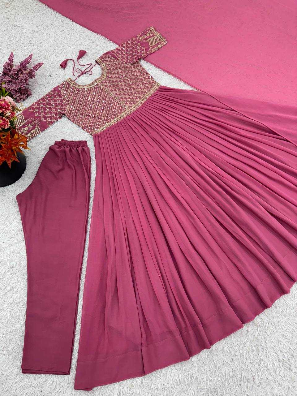 Ynf Faux Georgette KESH499 017 Gowns Wholesale Embroidery Gowns Party Wear Gowns Manufacturer