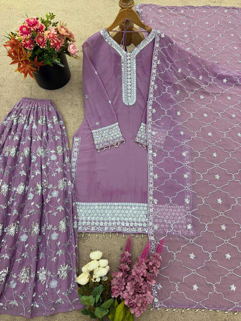 Ynf Faux Georgette KESH499 019 Suits & Dresses Wholesale Palazzo Suit Georgette Suit Manufacturer