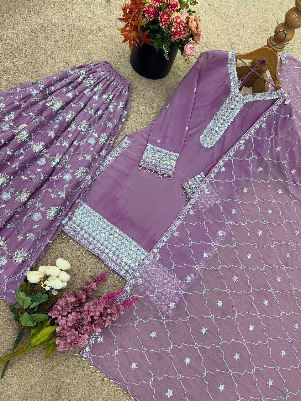 Ynf Faux Georgette KESH499 019 Suits & Dresses Wholesale Palazzo Suit Georgette Suit Manufacturer