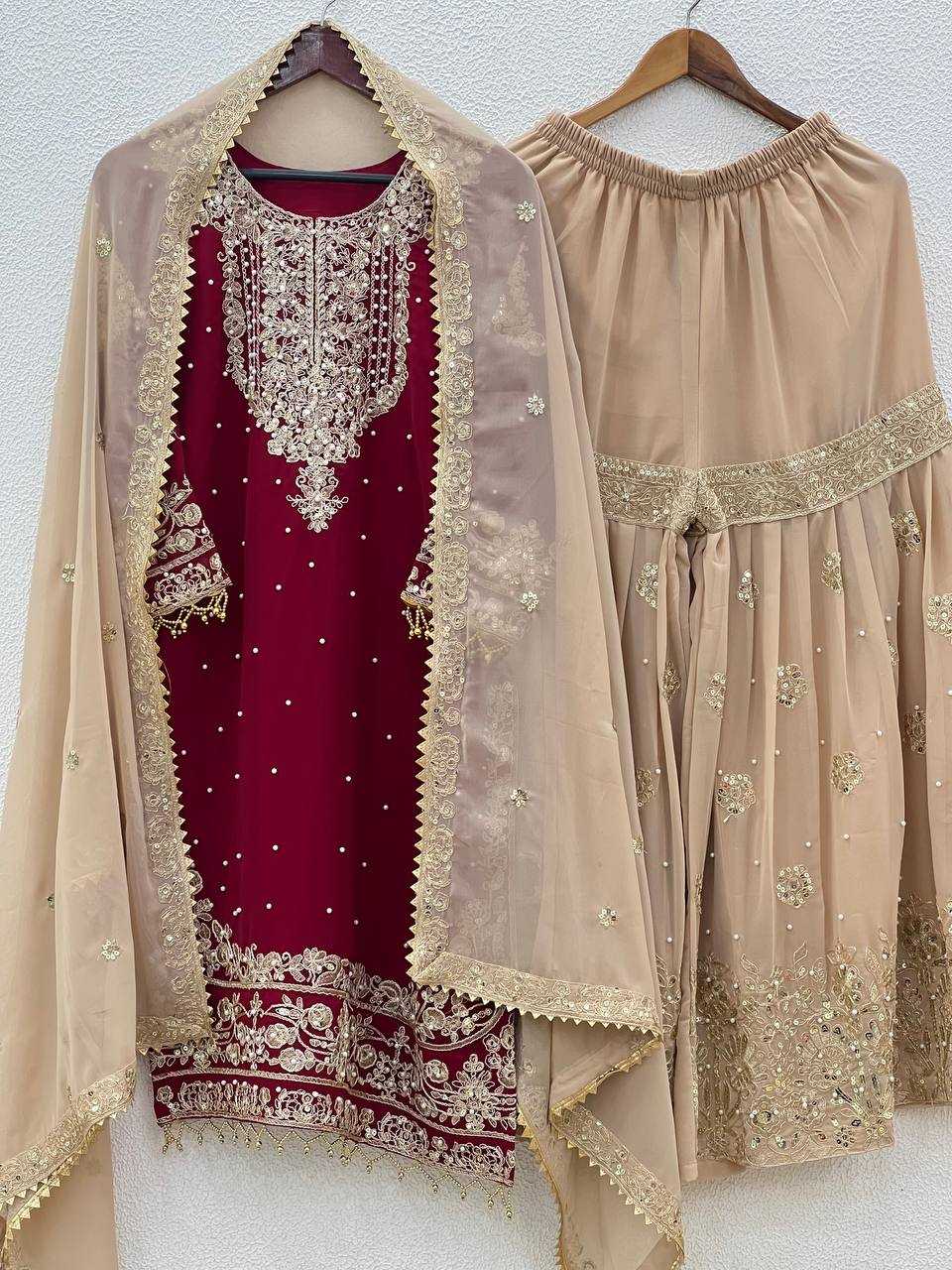 Ynf Faux Georgette KESH499 1676 Suits & Dresses Wedding Collections Plus Size Collections Wholesale Palazzo Suit Georgette Suit Wedding Outfits Manufacturer