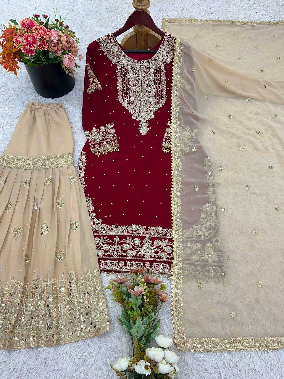 Ynf Faux Georgette KESH499 1676 Suits & Dresses Wedding Collections Plus Size Collections Wholesale Palazzo Suit Georgette Suit Wedding Outfits Manufacturer