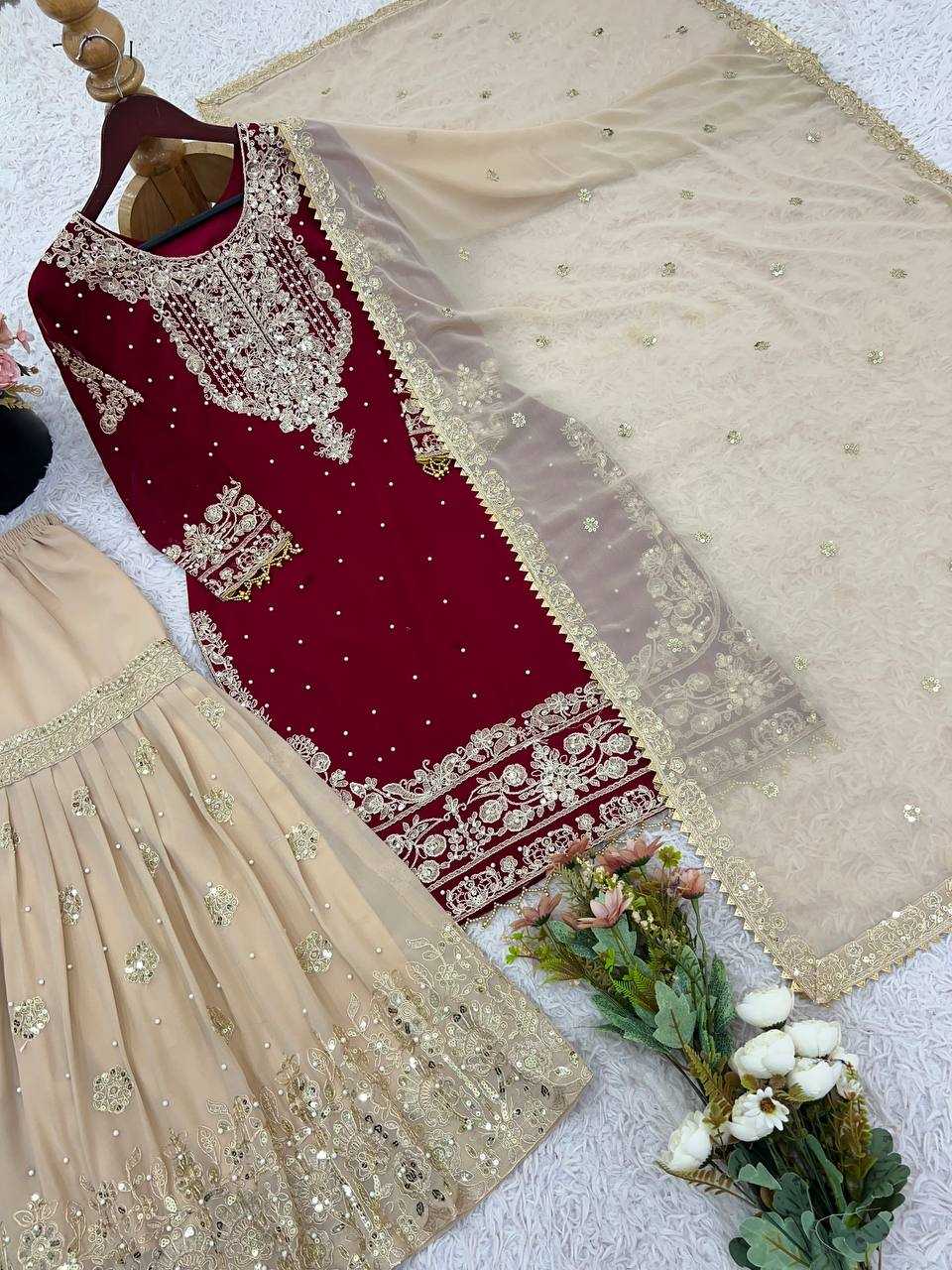 Ynf Faux Georgette KESH499 1676 Suits & Dresses Wedding Collections Plus Size Collections Wholesale Palazzo Suit Georgette Suit Wedding Outfits Manufacturer