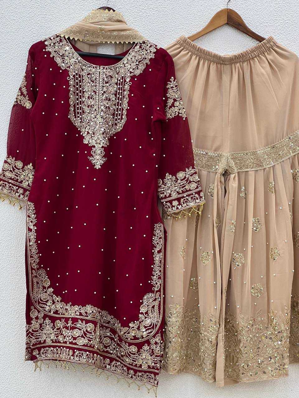 Ynf Faux Georgette KESH499 1676 Suits & Dresses Wedding Collections Plus Size Collections Wholesale Palazzo Suit Georgette Suit Wedding Outfits Manufacturer